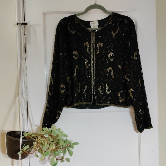 SOLD Vintage Beaded Leopard Print Jacket 100% Silk - Picture 2 of 6